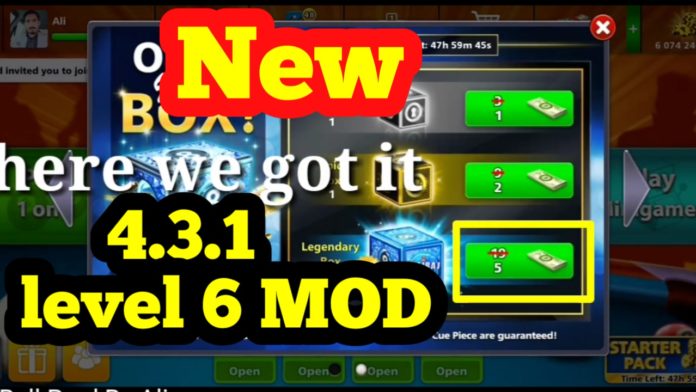 8 Ball Pool 5 Cash Legendary Box Trick On Version 4.3.1 Level 6 MOD